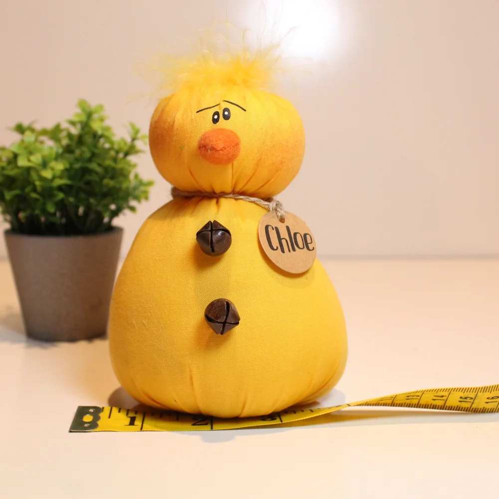 Yellow Decorative Chick Figurine with Jingle Bell Buttons Honey And Me Easter - Picture 2 of 5